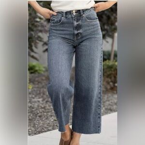 KANCAN Wide Leg Crop Jeans Women’s Size 25 Ultra High Rise Raw Hem NWT